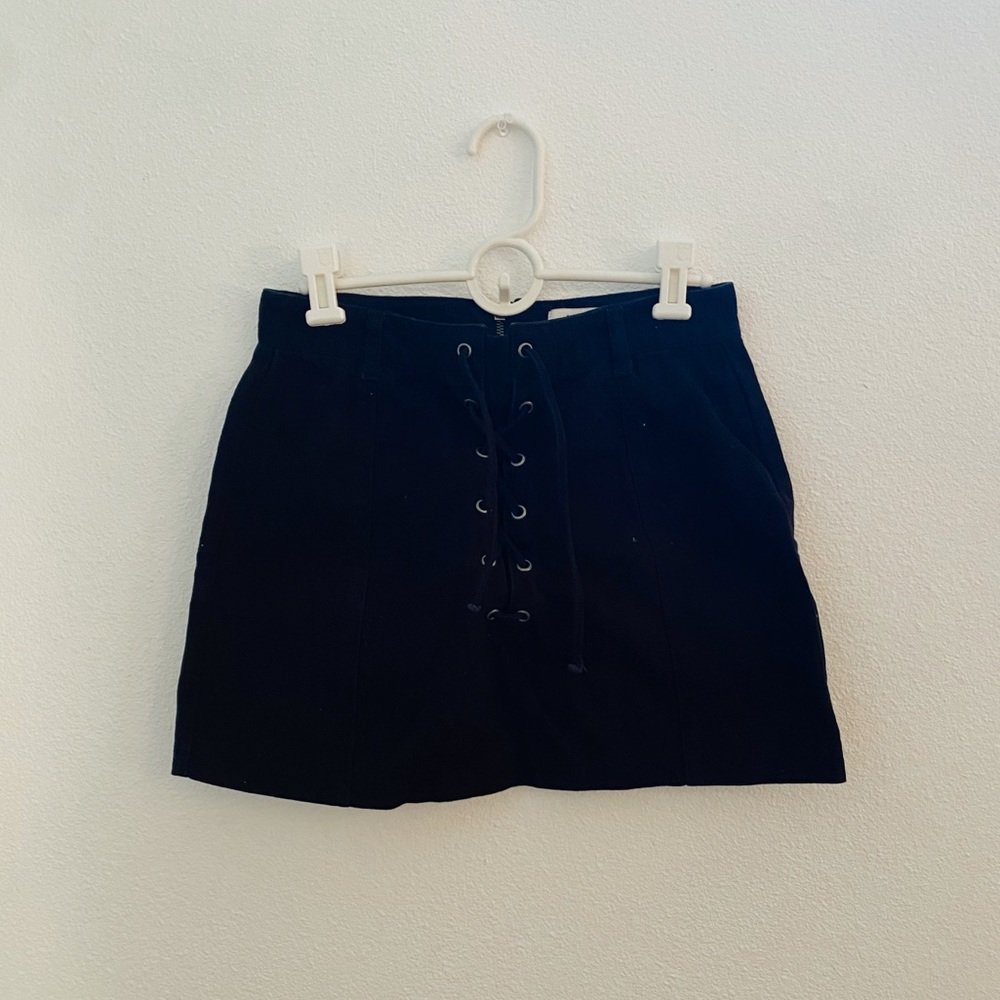 black denim lace up skirt